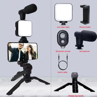 Smartphone Vlogging Kit With Tripod Phone Holder Mini Microphone LED Fill Light Starter For TikTok Live Stream Video YouTube