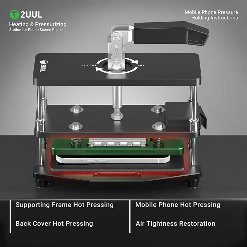 2UUL DA05 Heating & Pressurizing Station for Mobile Phone Maintenance LCD Screen Back Cover Hot Pressing Retaining Holding Tool