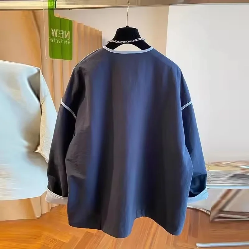 New Korean Version Splicing Short Jacket Women's Spring Autumn Fashion Elegant High-grade Female Coat  Casual Loose Overcoat