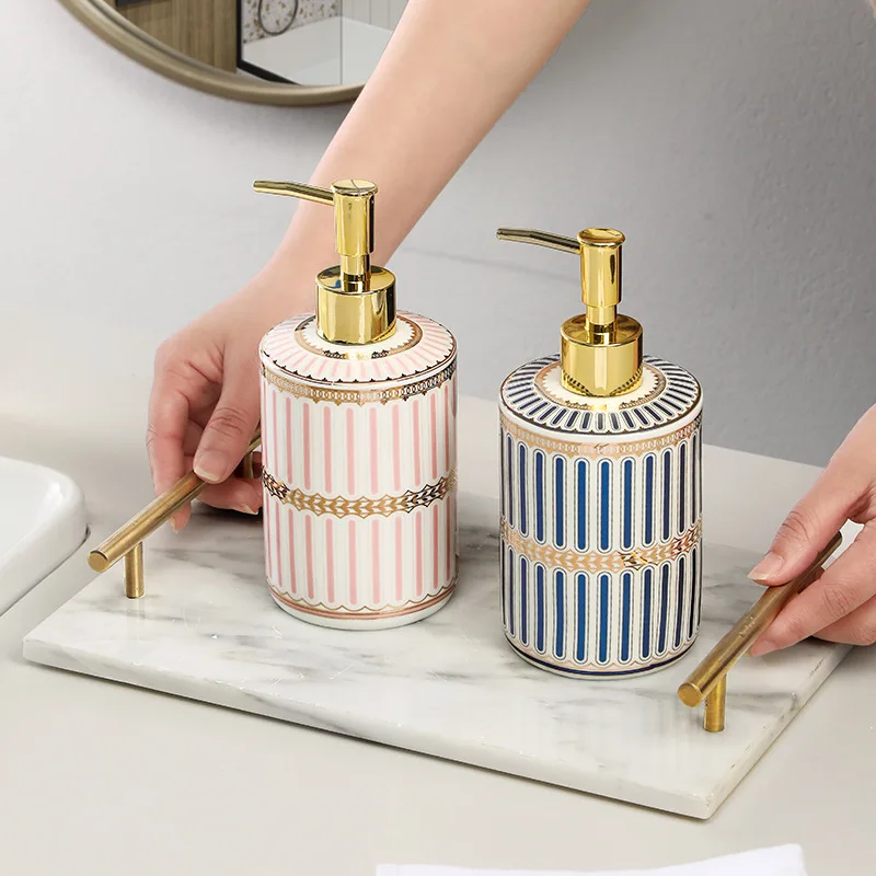 Gold-plated Ceramic Lotion Bottle 500ml Toilet Bath Cover Shampoo Moisture Bottle Is Suitable for Hotel Home Bathroom Shelf New