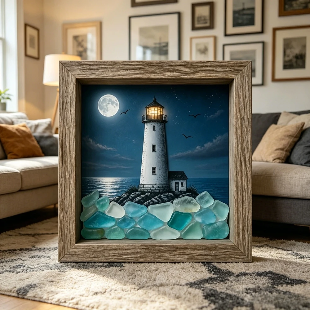 Lighting Glass Photography - Coastal Lighthouse Sea Glass Night Ligh