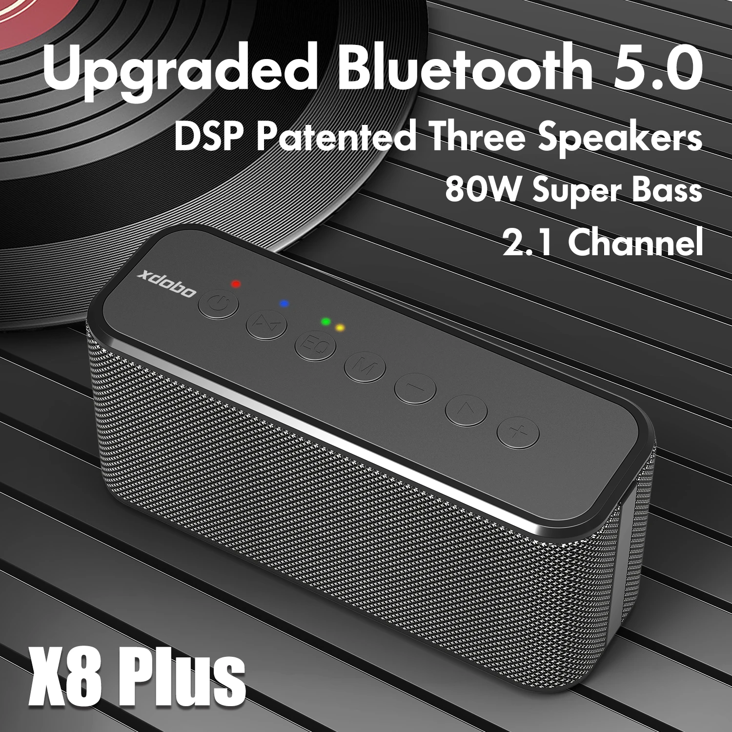 XDobo X8 Plus wireless portable Bluetooth speaker 80W high-power ipx5 waterproof panoramic sound effect subwoofer TWS speaker