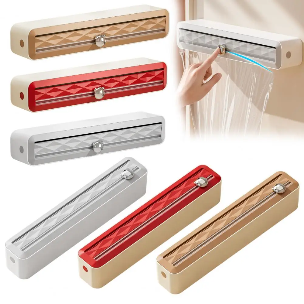 Kitchen Foil Plastic Wrap Organizer Plastic Wrap Dispenser with Cutter Reusable Foil Wrap Organizer Kitchen Slide for Aluminum