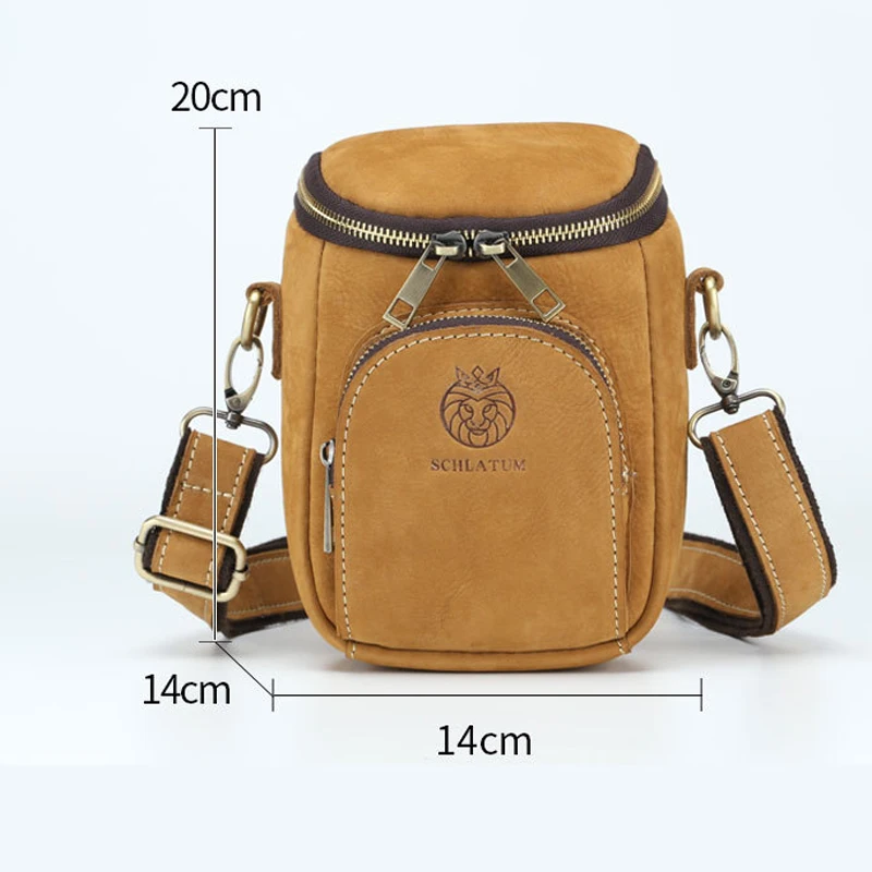 Retro Men\'s Shoulder Bags Genuine Leather Crazy Horse Messenger Crossbody Bag Male Fanny Pack Waist Bag Man Casual Belt Bag