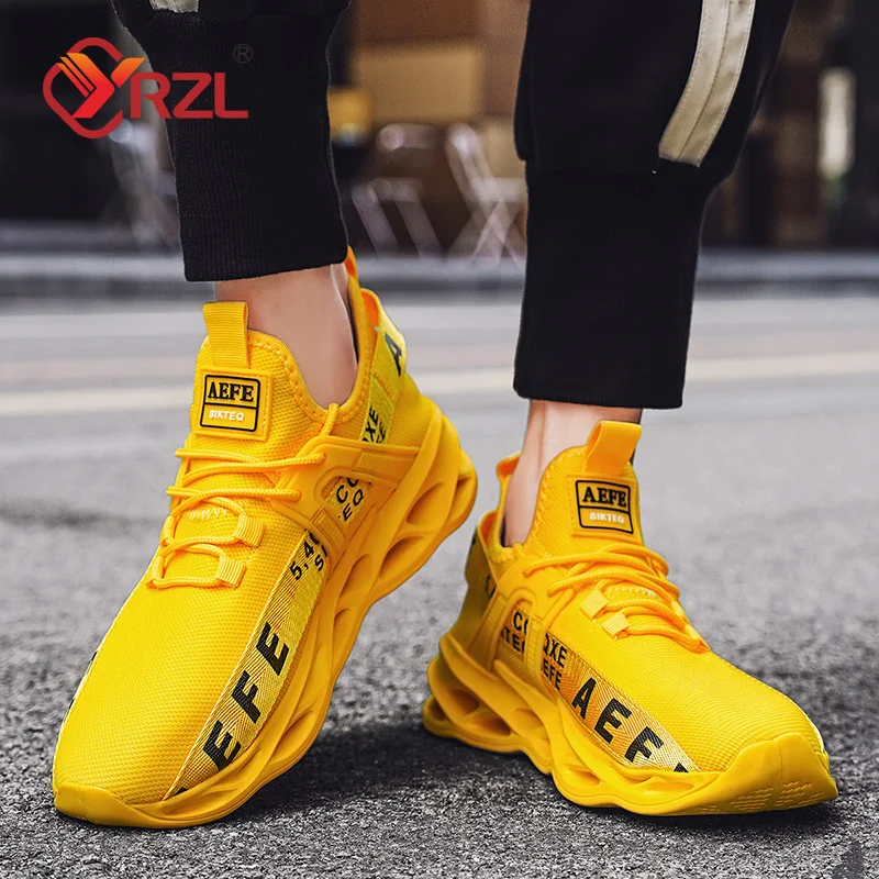 YRZL Mens Sneakers Lightweight Comfortable Mesh Breathable Sneakers Men Green Casual Shoes Thick Sole Running Shoes for Men