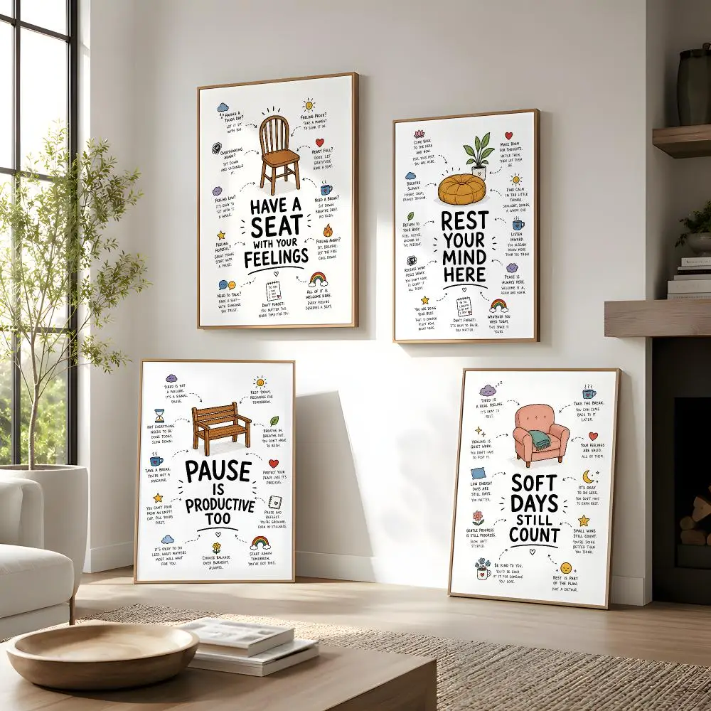 Feelings Guide Poster Wall Decor Self-Adhesive Aesthetic Modern Vibe Stylish Gift Friends Using Living Room Bedroom