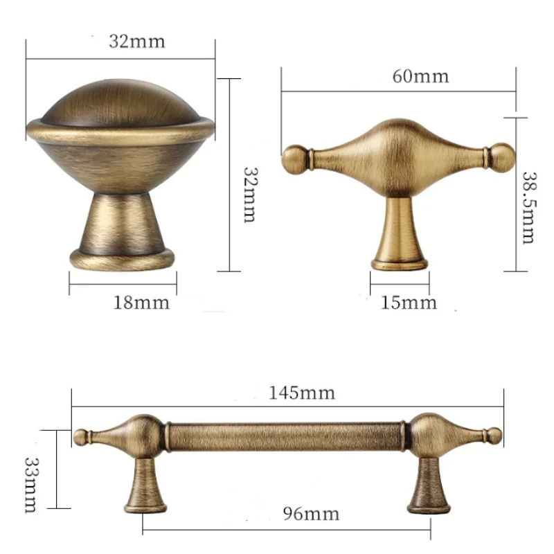 

160 192 224mm Fashion Luxury Retro Gold Silver Antique Brass Wardrobe Cupboard Door Handle Solid Copper Drawer of Cabinet Knob