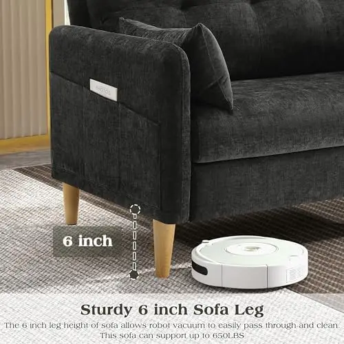 Piccolo divano a due posti, comodo divano in tessuto ciniglia per piccoli spazi, appartamento, dormitorio con fodera per cuscino rimovibile