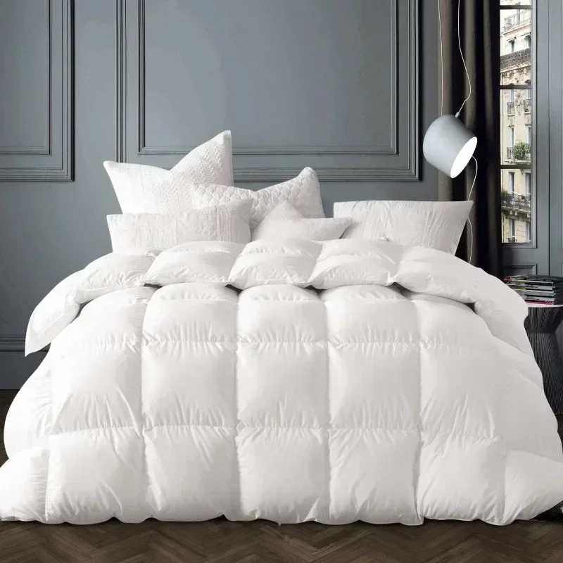 Winter White Goose Down Comforter ,Ultra Soft Noiseless Shell with Corner Tabs