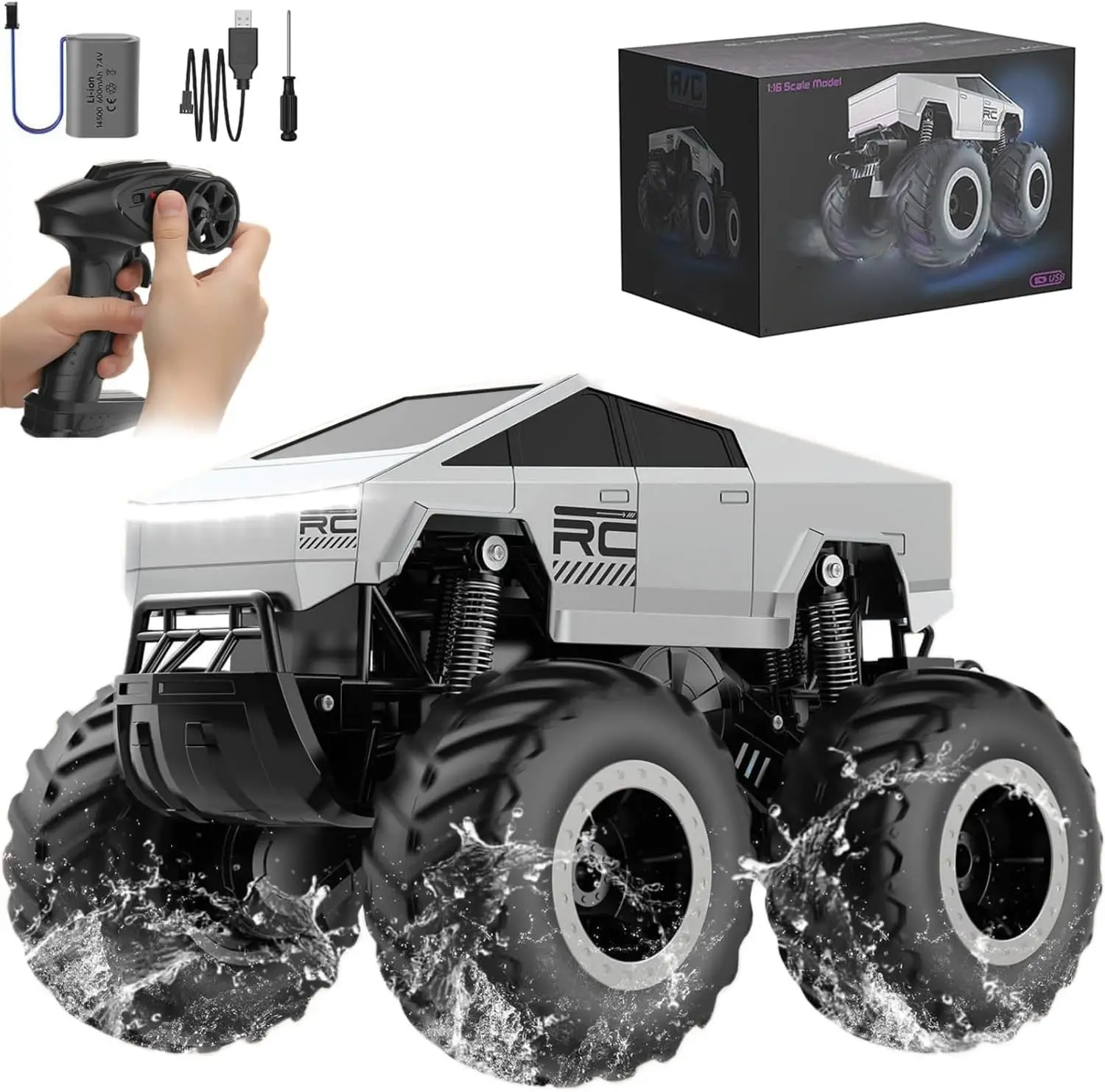 

Автомобиль с дистанционным управлением Внедорожный пикап, 4WD-амфибия RC Грузовики Игрушечные радиоуправляемые автомобили для вездехода, хобби Monster Truck в масштабе 1:16