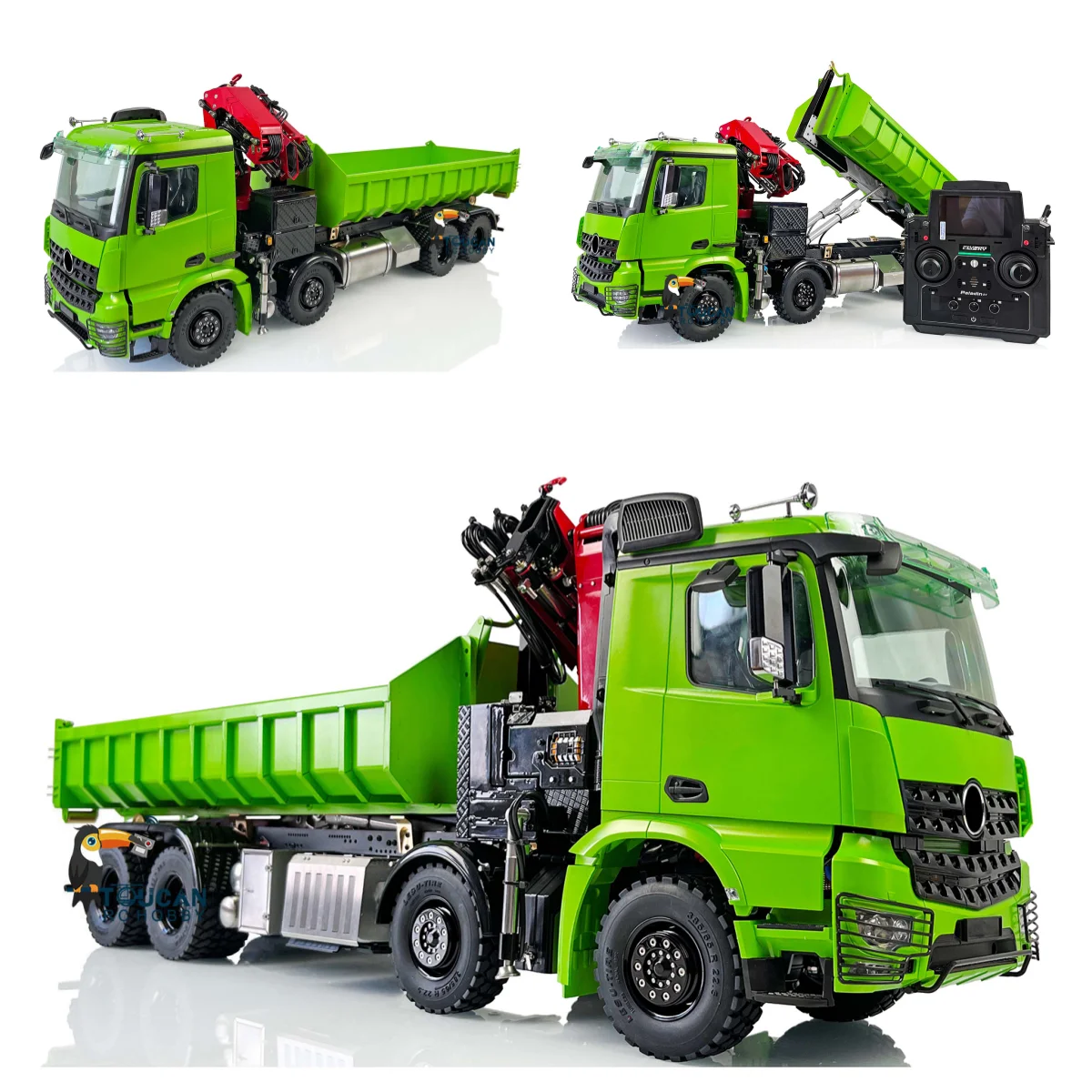 在庫あり Lesu 1/14 8X8 RCダンパー油圧式ティッパートラック完成品クレーン付き車両コントロール式オオハシ車両ポンプバルブTH20605