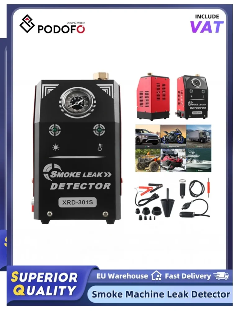 Podofo Universeller Rauchgenerator für Autos, Rauch-Leckdetektor, Kfz-Öl-Rauchrohr-Diagnosegerät, Rauchmaschine, Fahrzeug-Lecktester-Werkzeug für Autos