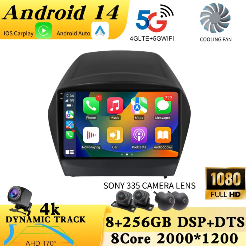 Android 14 Carplay Auto Car Radio For Hyundai Tucson 2 LM IX35 2009-2015 Multimedia Video Player Navigation GPS DSP 2din Wifi 4G