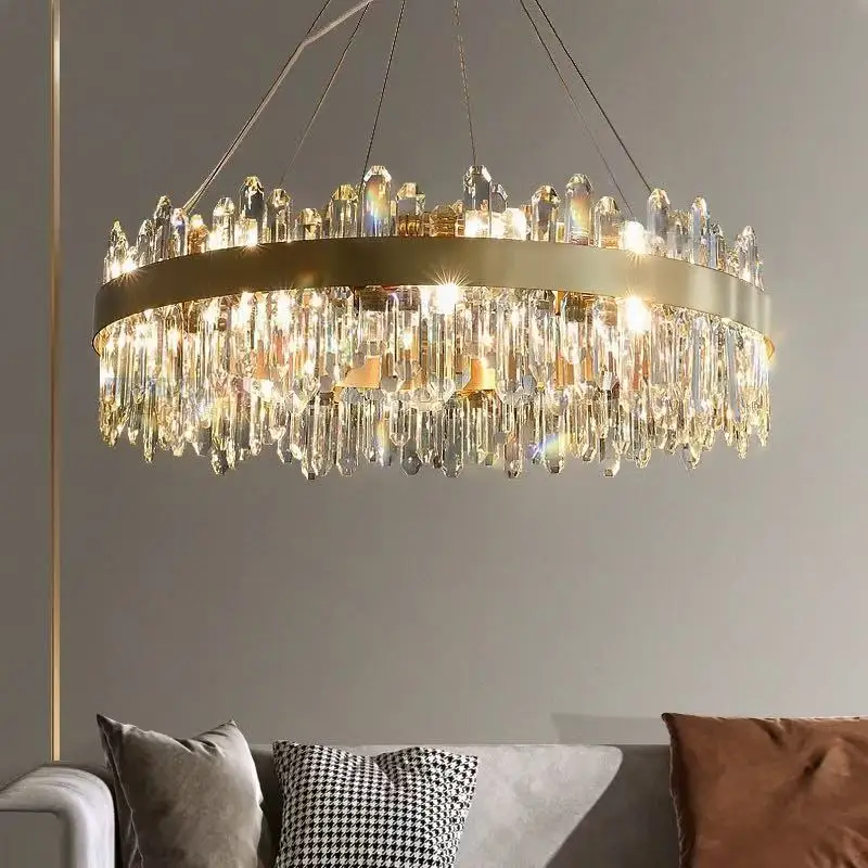 

Nordic Crystal Round Lamp Gold Black Lustre 3 Color Dimmable Lighting for Living Room Dining Room Ceilings