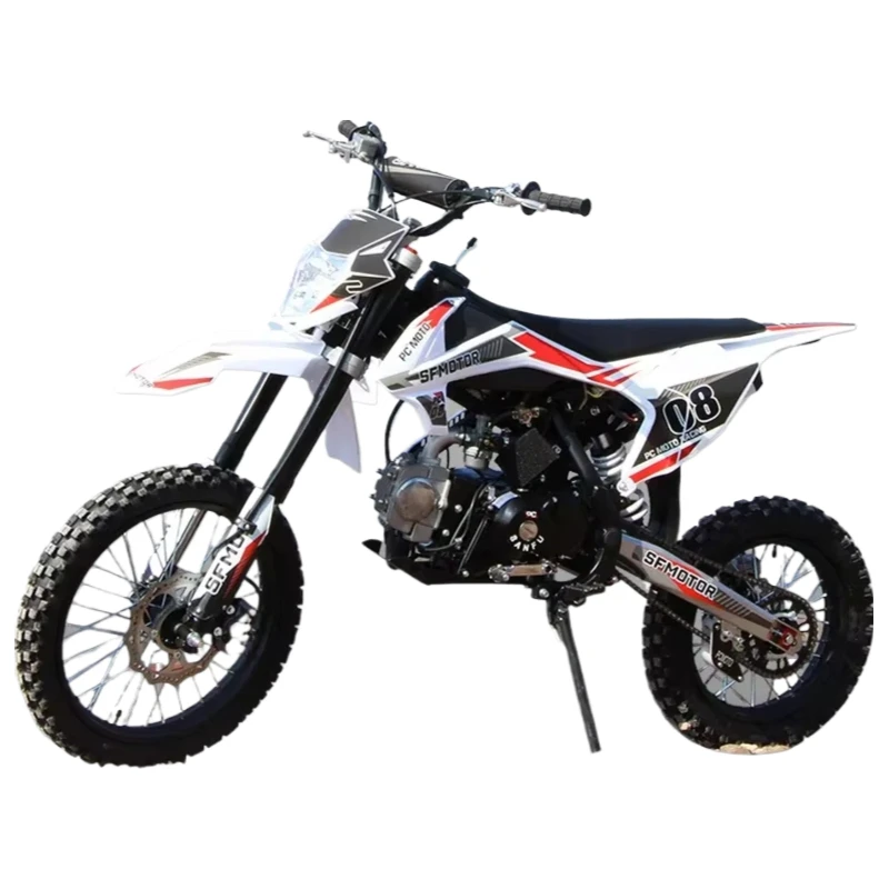 125cc Dirt Bike 4-stroke Offroad Cross Pit Bike 17/14inch Tire Chain Drive with Disc Brake for Adult Mountain