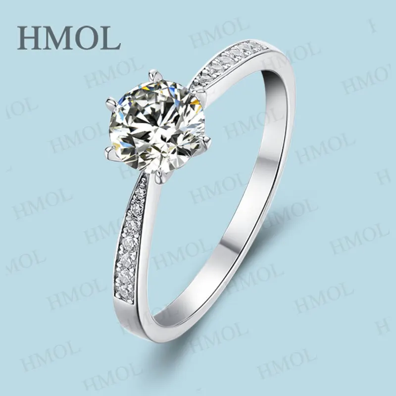 Luxury Moissanite Round Cut Wedding Ring VVS1 Straight-arm Flexible Shape Design 925 Silver Engagement Bridal Jewelry for Women