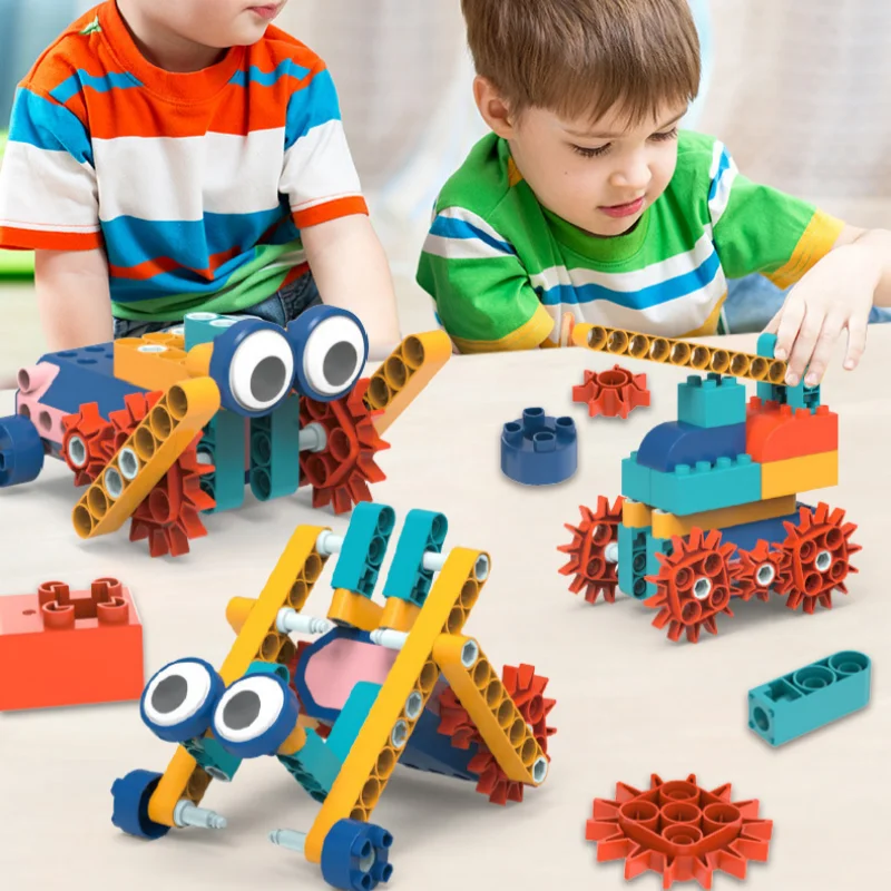 Vielseitige Kinder Elektrische Rotierende Getriebe Baustein Spielzeug Mechanische Auto Montessori Block Ziegel für Kinder Weihnachten Geschenke