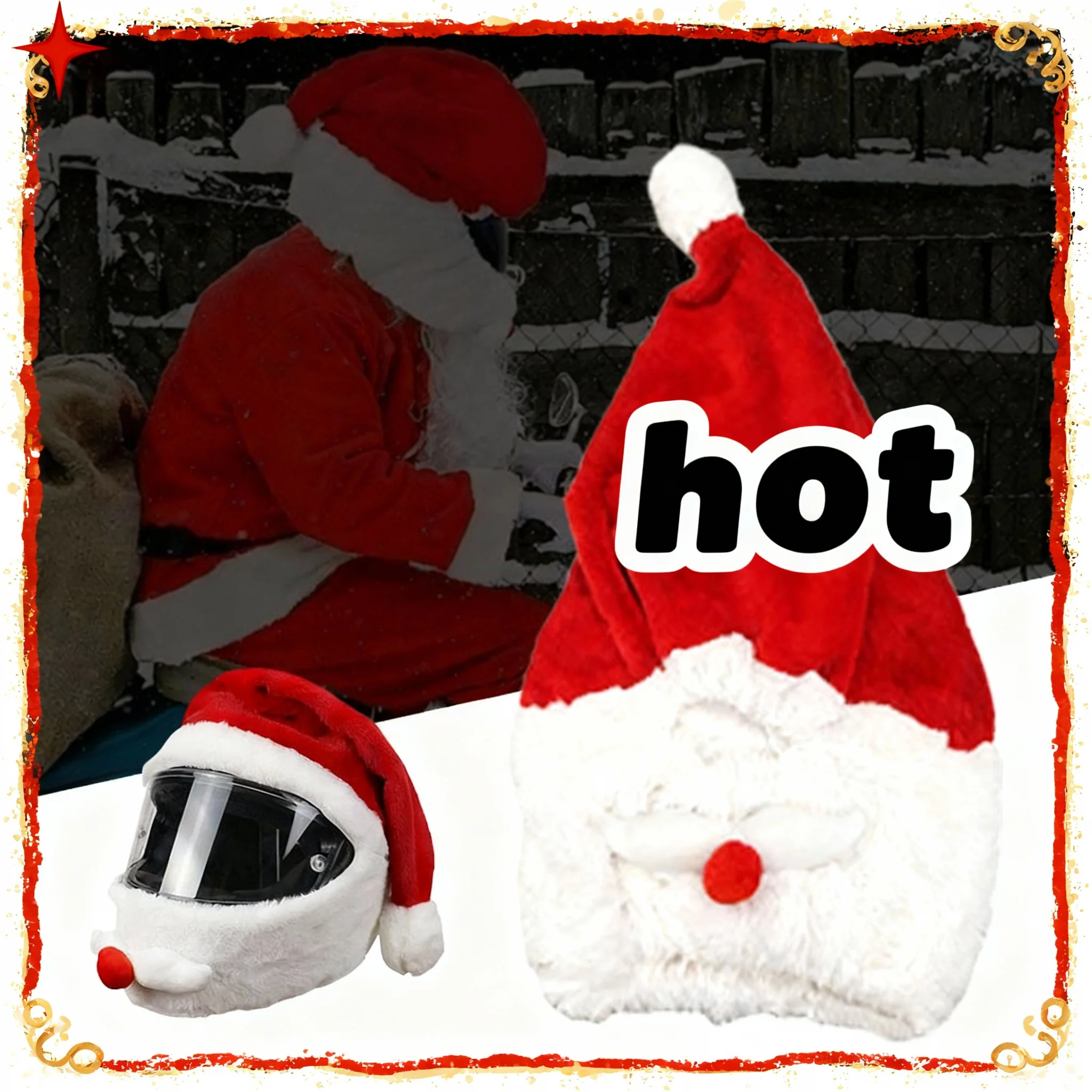 

Universal Motorcycle Christmas Helmet Cover Cartoon Elk Santa Claus Fluffy Plush Set Christmas Cosplay Splicing Head Cover