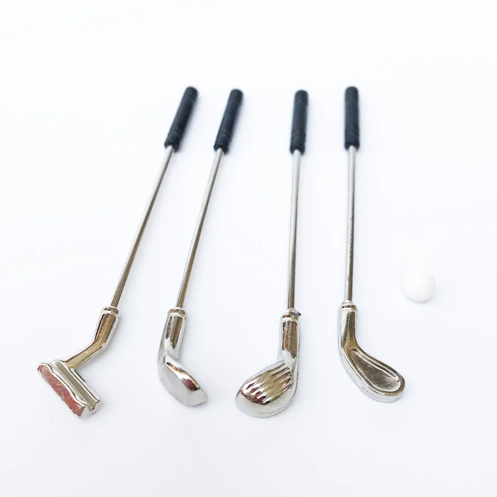 1 Set of Mini House Decor Simulation Decorative Miniature Cute Alloy Golf Clubs Craft Furniture Adornment