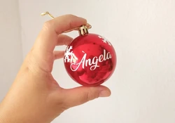Personalized Christmas ball, Name Ornament Customized, Christmas tree ornament, Xmas decoration, Hanging red ball, santa gift