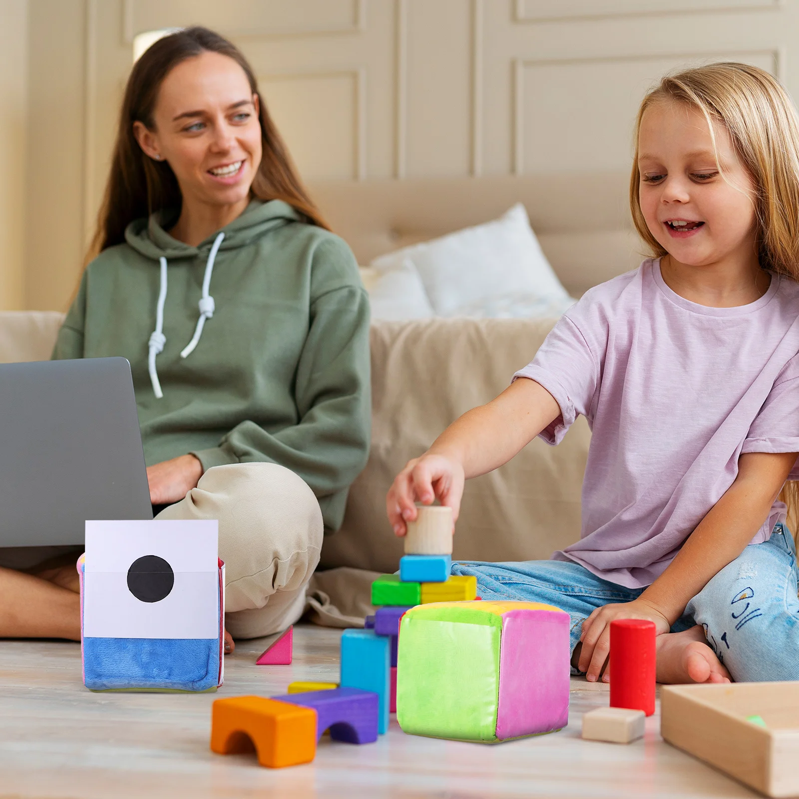 2 pçs bloco de brinquedo de pelúcia bolso para sala de aula exercício esportes educativos com bolsos cubos de filme plástico jogos de aprendizagem