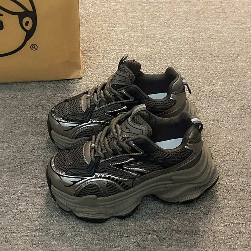 Women Platform Sneakers 2025 Autumn New Fashion Casual Lace Up Sports Shoes Woman Non Slip Walking Shoes Ladies Vulcanize Shoes