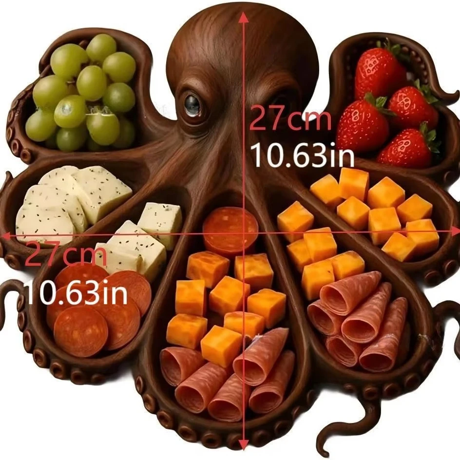 New Octopus Fruit Platter, Creative Hot Pot Ingredient Splitting Plate, Funny Octopus Snack Plate, Home Decor Dinner Plates Gift