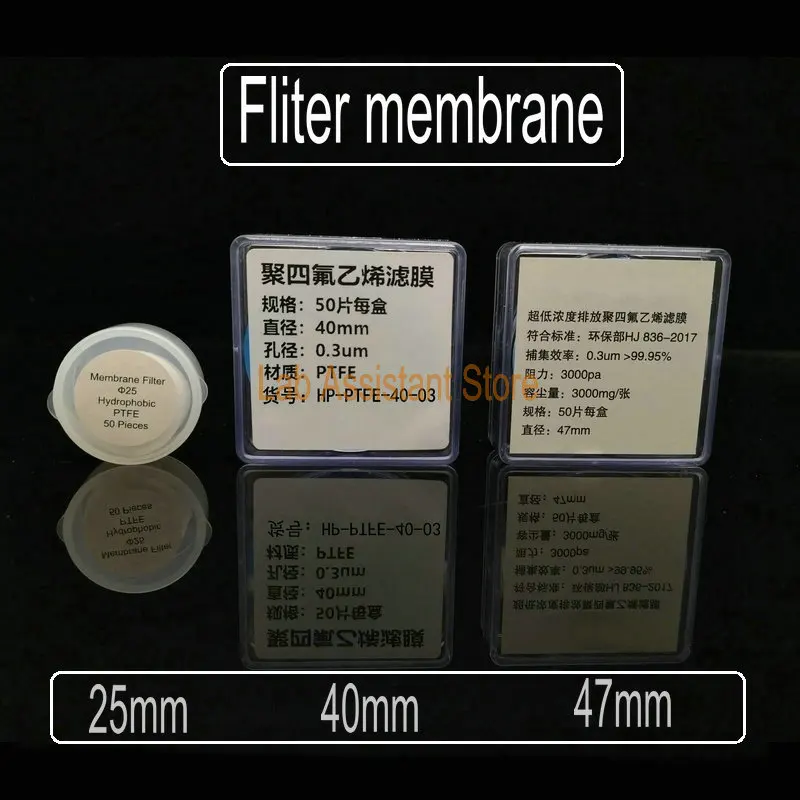 Imagem -03 - Terno do Suporte do Filtro de Ptfe para o Cloreto de Hidrogênio Membrana de Ptfe Opcional Laboratório 25 mm 40 mm 47 mm 1pc