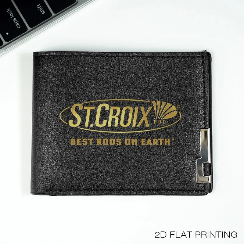 ST CROIX PU LEATHER BIFOLD WALLET MENS DESIGN SLIM DURÁVEL LIGHTWEIGHT BUSINESS STYLE COM IMPRESS DE LOGOTIPO DE OURO
