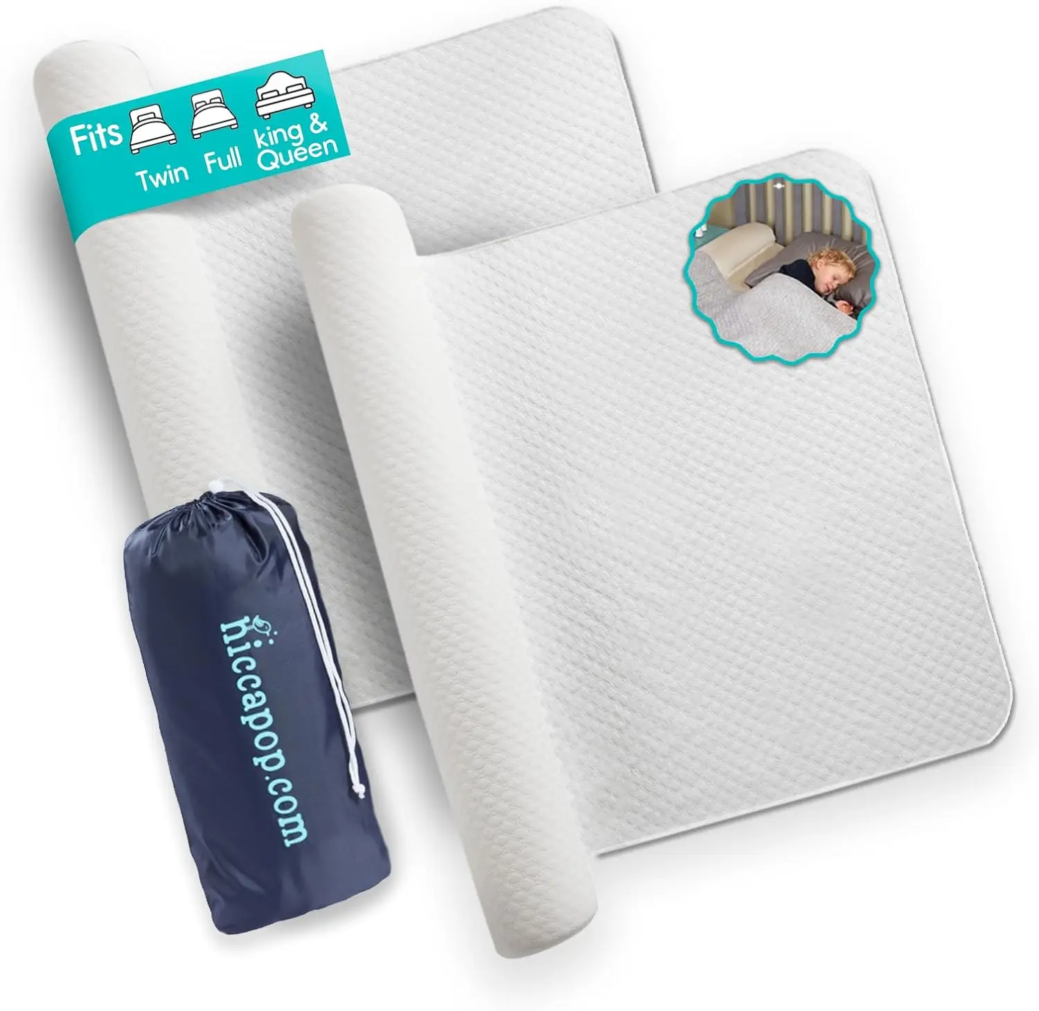 

Надувной бортик для кровати (2 шт.) для малышей, портативный надувной бампер для кроватей King, Queen, Full с моющимся чехлом