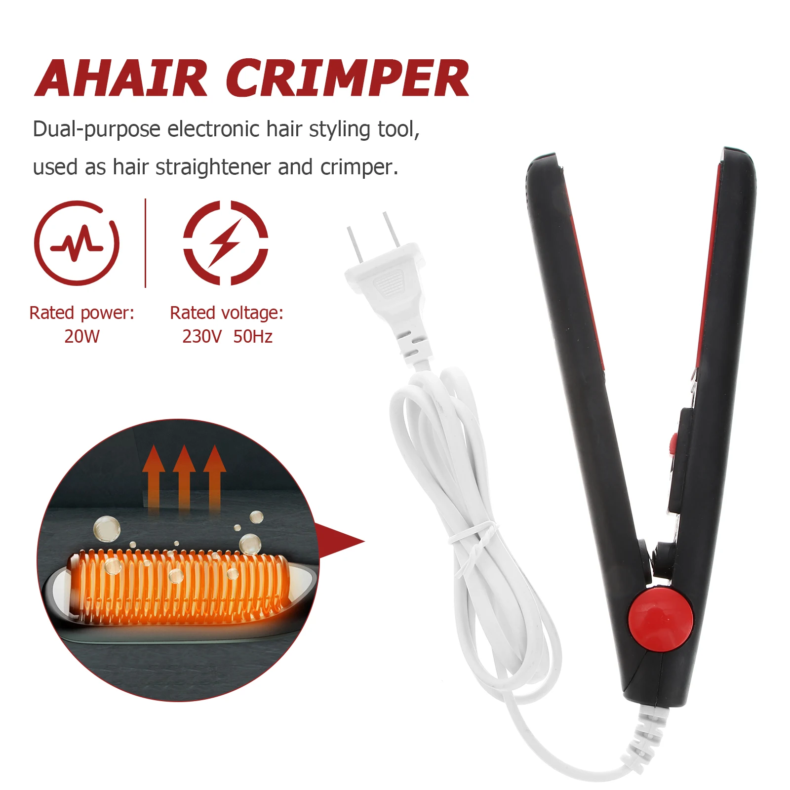 

Portable Dual Purpose Hair Straightener Curler for Fragile Thin Wavy Thick Hair Styling Tool Travel Use Mini Size Lightweight