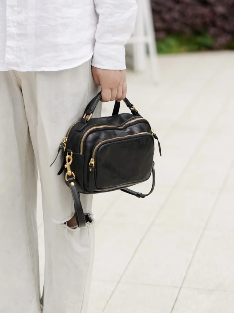 

Simple casual high quality first layer cowhide women's handbag daily work luxury genuine leather female shoulder crossbody bag