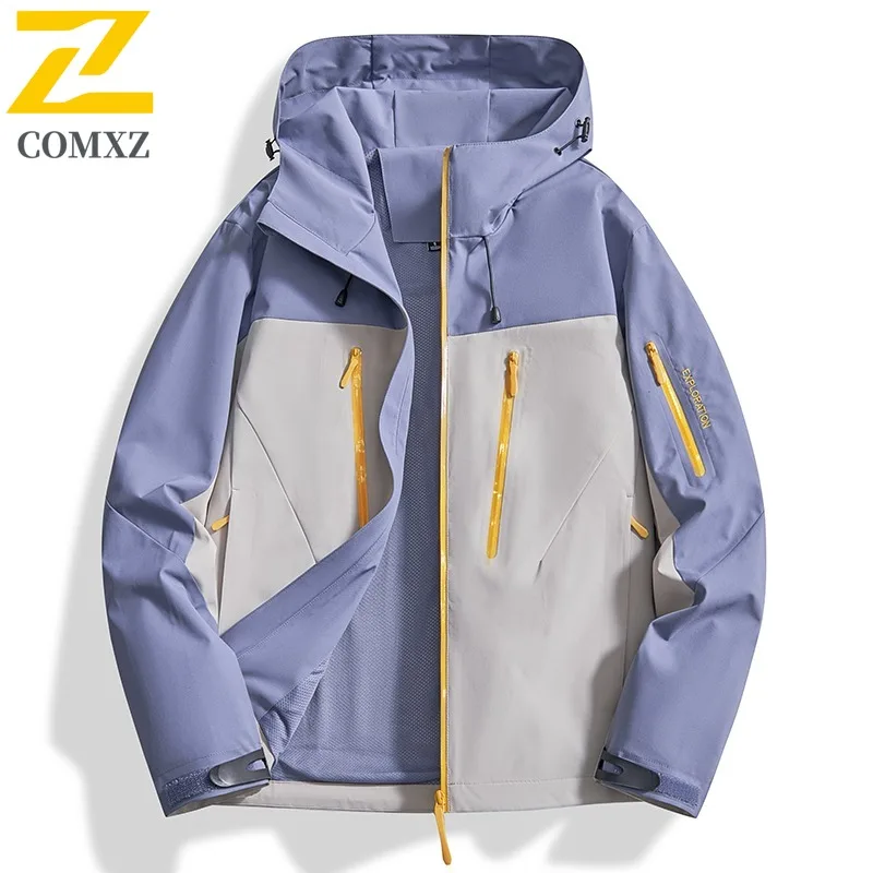 

COMXZ Bird Same Spring Autumn Couple Waterproof Jacket Women Multi Color Pocket Tape Jacket Men Hooded Jacket