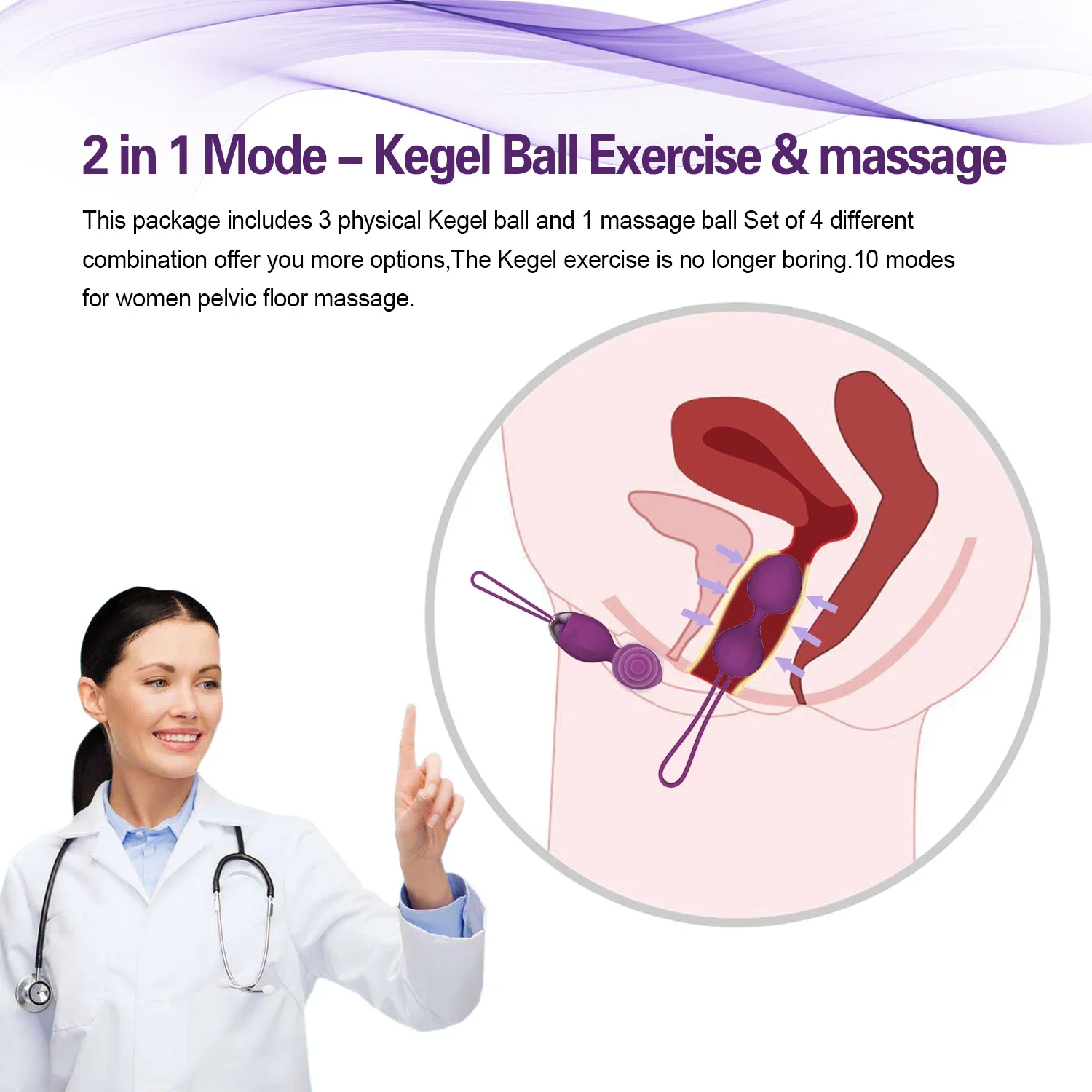 Bola de Kegel para ejercicio muscular del suelo pélvico, función de vibración adecuada para uso en oficina, hogar y viajes