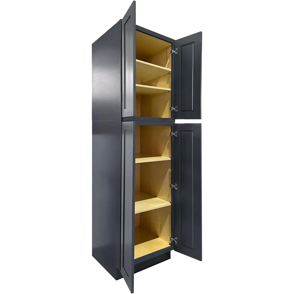 

84 Unassembled Kitchen Pantry Cabinet with 4-Soft Close Doors, 4 Adjustable Shelves, 2 Compartments, Shaker Style