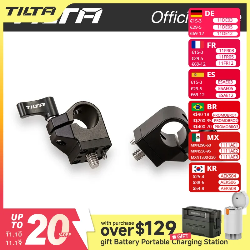 TILTA ES-T20-SRH 5mm Single Rod Holder for Sony FX6 (pair) ES-T20-VMP Vertical Mounting Plate for Sony FX6