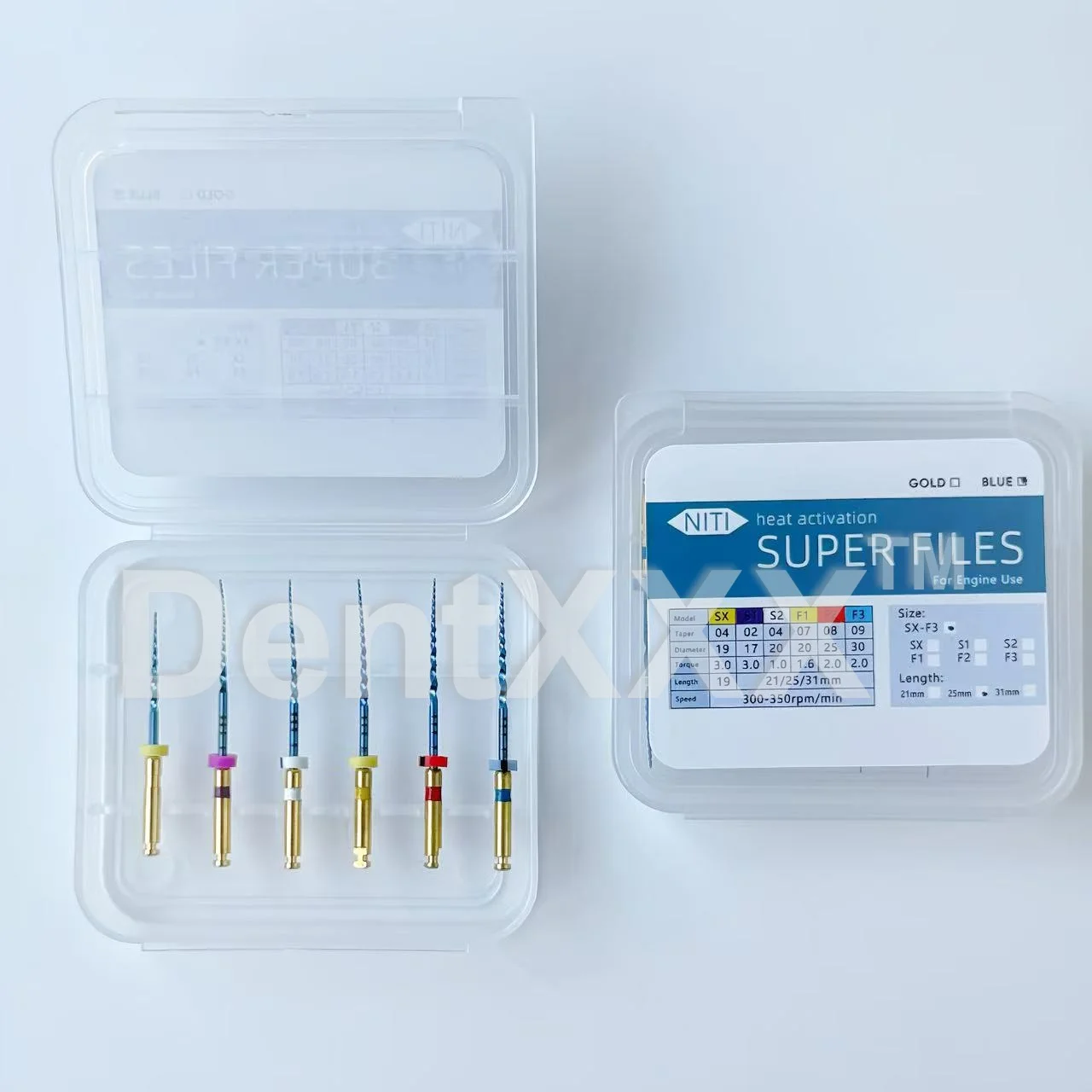 

6Pcs Unique Designed Blue Heat Activated NiTi Super Files System Flexible Rotary Set 25MM Precision Grinding Tools