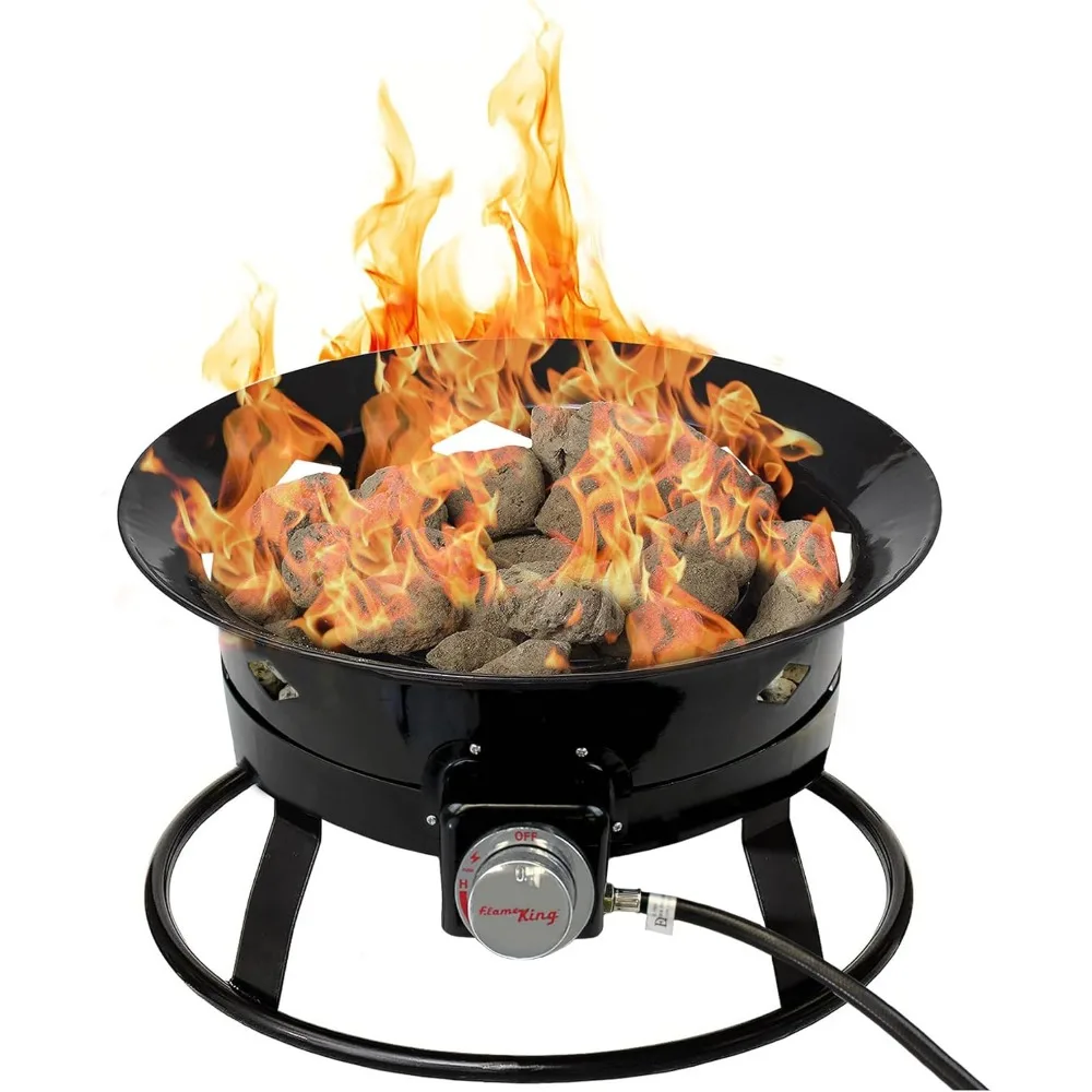 

Portable 19-inch Flame King Smokeless Propane Fire Pit with 58K BTU, Self Igniter, Cover, and Carry Straps for Outdoor Adventure
