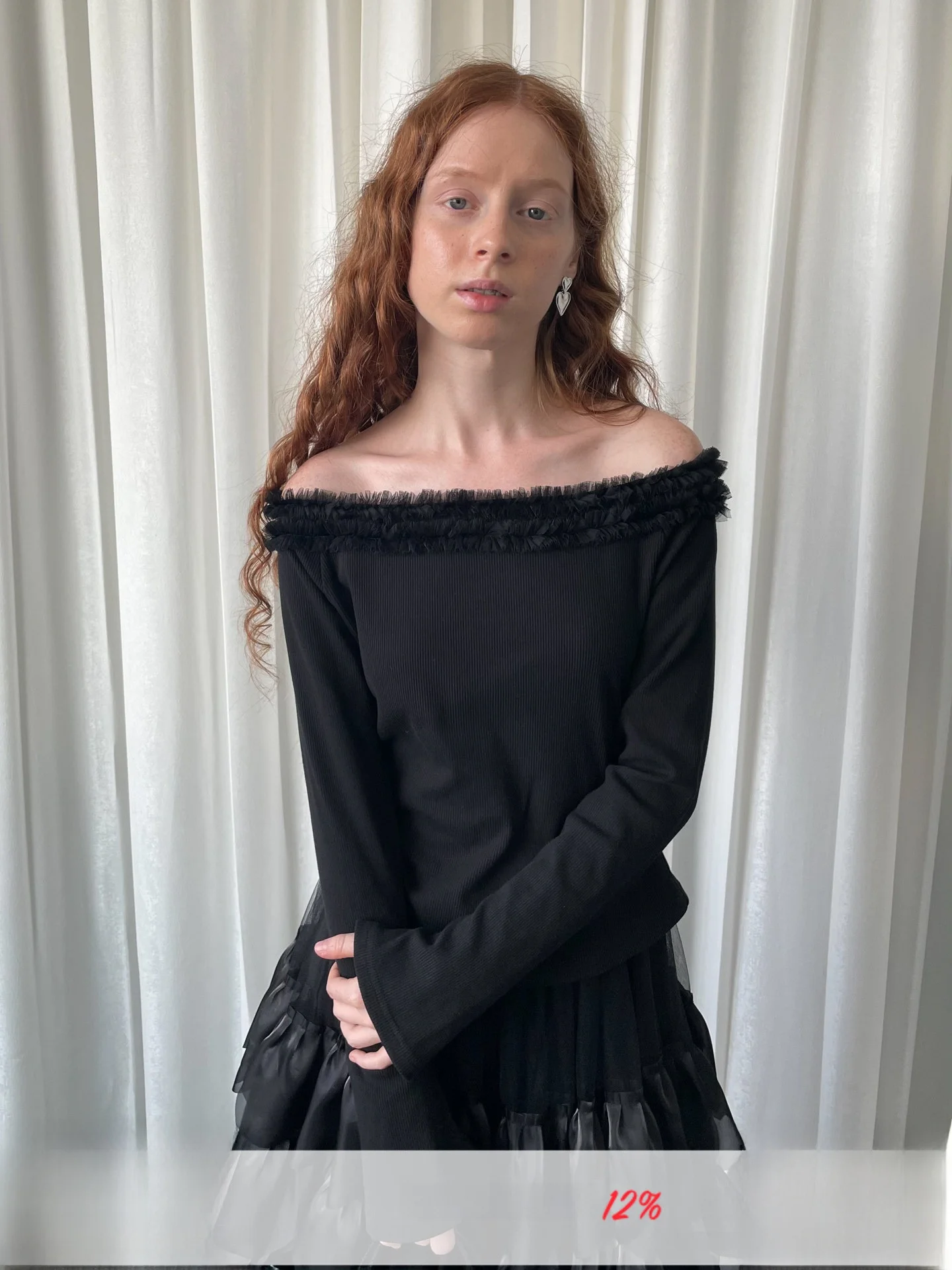 

Bla Long Sve Knitted irt Women's Casual Sle Lace Trim Loose Smell Dispersal Double Layered Collar One Word irt Autumn