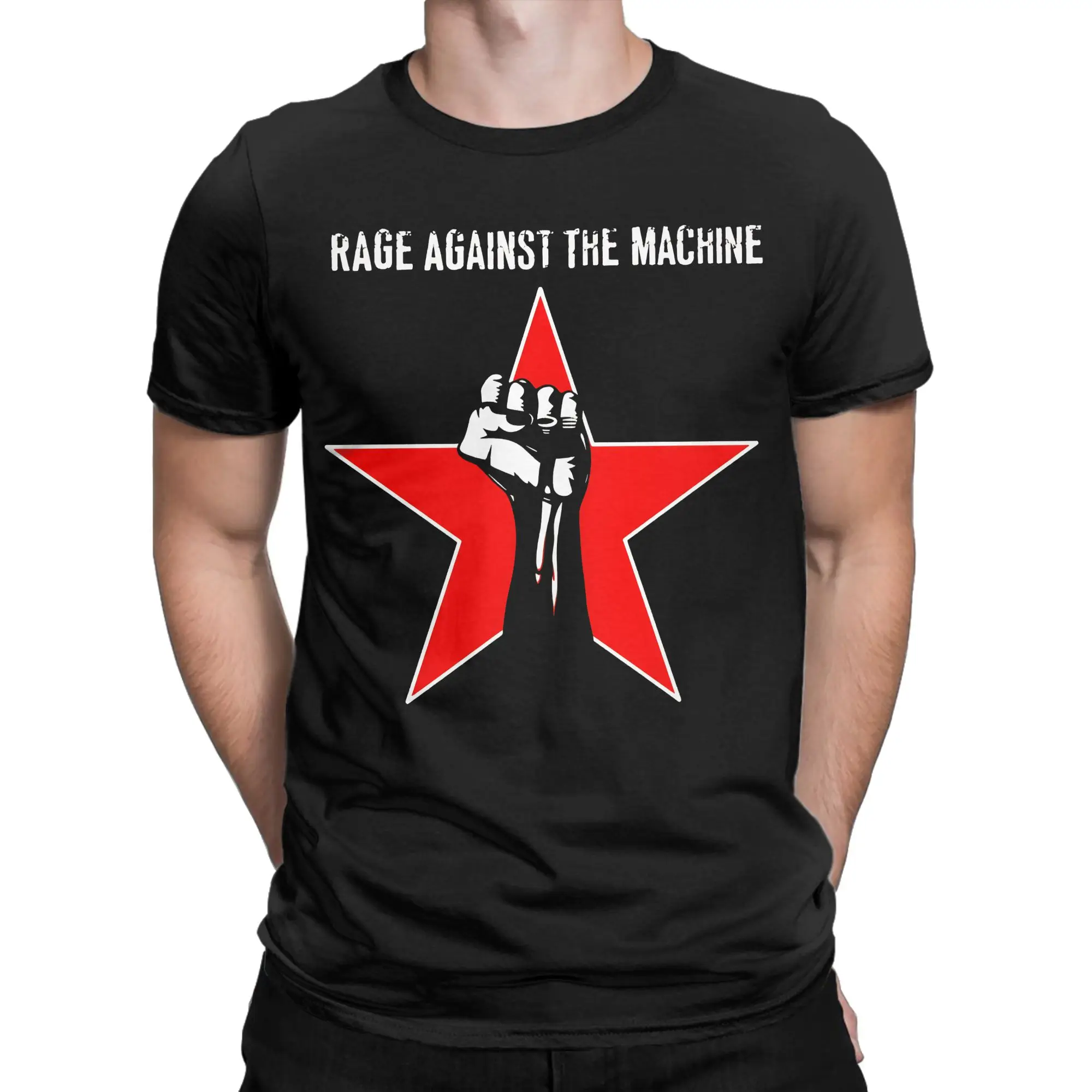 Rage Against the Machine T Shirts for Men 100% Cotton Unique T-Shirt Round Neck  Tee Shirt Short Sleeve Clothes Big Size