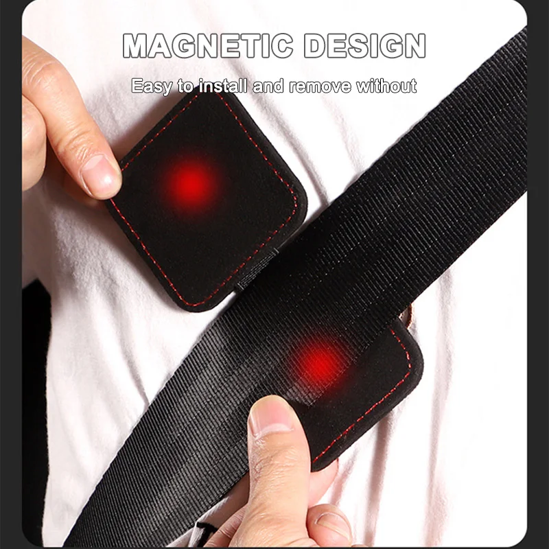 SEAMETAL Seat Belt Extender Limiter Suede Car Safety Belt Thicken Cushion Pad Magnetic Fixed Clip Auto Seat Belt Accessories