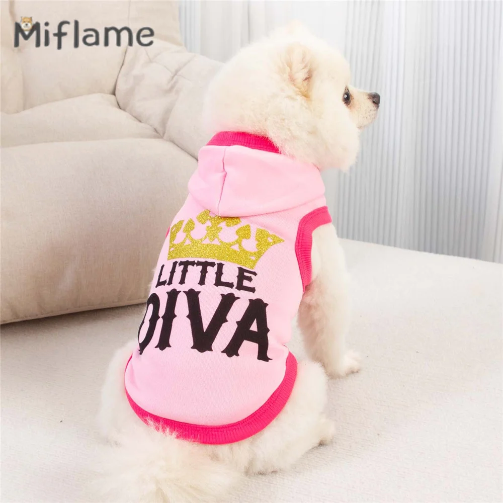 Miflame Hooded Small Dogs Hoodies Sleeveless Pet Winter Vests Outfits Princess Dogs Girls Costume Cute Puppy Clothing Outwears