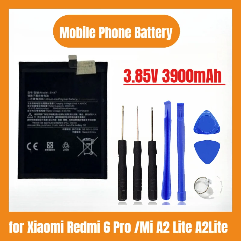 

New High Quality Replacement Mobile Phone Battery 3.85V 3900mAh BN47 for Xiaomi Redmi 6 Pro /Mi A2 Lite A2Lite