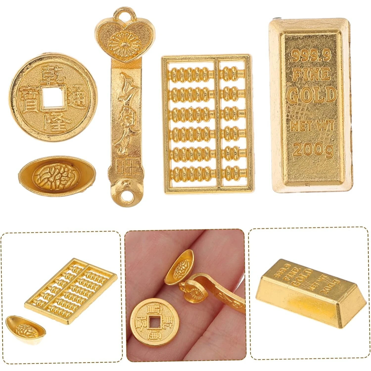 Mini Simulation Goldbarren Gold Bar Glück Münze Feng Shui Puppenhaus Zubehör Pretend Spielen Spielzeug Fee Garten Dekor Ornament