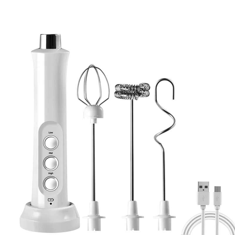 3 In 1 휴대용 충전식 전기 우유 Frother 폼 메이커 핸드 헬드 고속 음료 믹서 커피 Frothing Wand