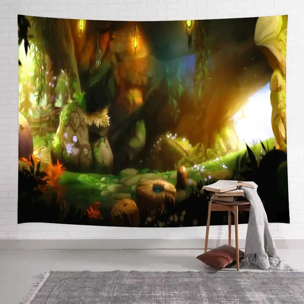 Simsant Summer Sea Tapestry Psychedelic Forest Floral Wall Hanging Tapestry Living Room Bedroom Home Blanket Dorm Decoration