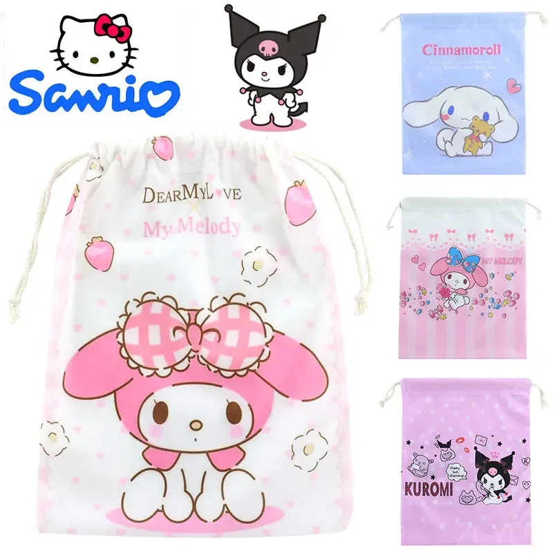 Sanrio Cinnamoroll borsa con coulisse Cute Anime Kuromi Party Gift Storage Bag Portable Women Cosmetics Wash Bag Toiletry Organizer