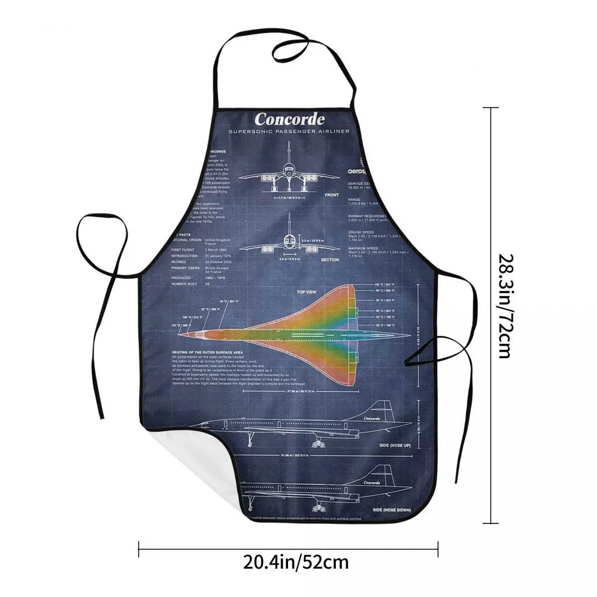 Concorde Supersonic Airliner Blueprint Apron Chef Cooking Baking Tablier Waterproof Bib Kitchen Cleaning Pinafore for Women Men