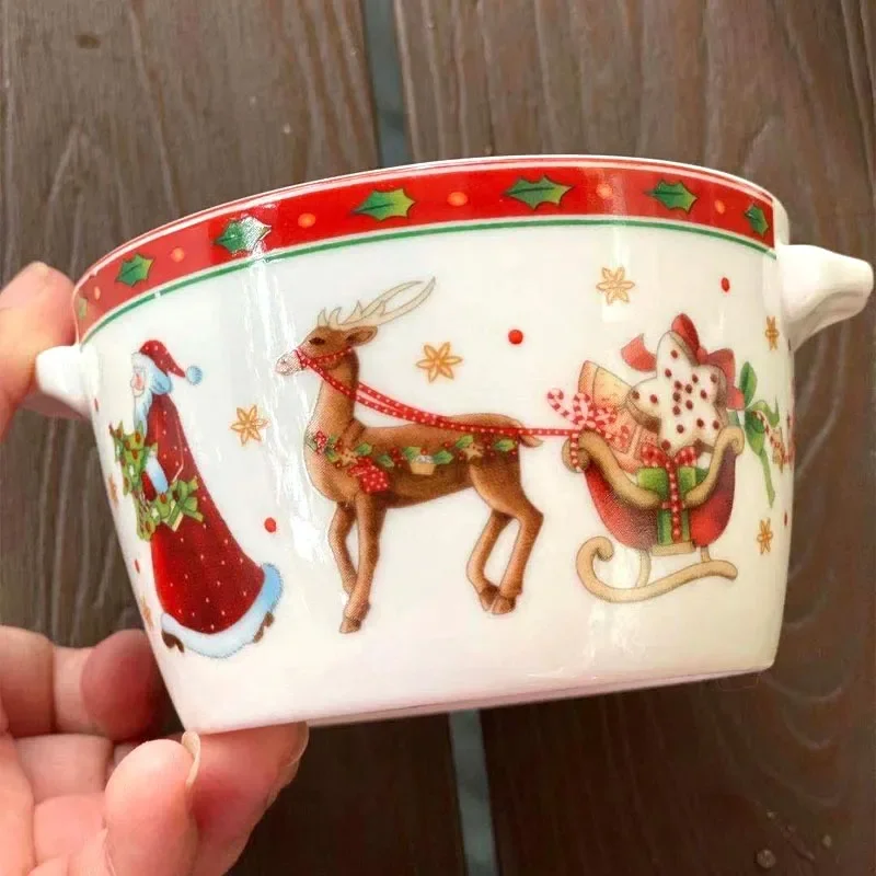 Christmas High Temperature Ceramic Plate Set Christmas Tree Western Food Plate Lovely Coffee Cup Bowl Rich Variety Christmas Set