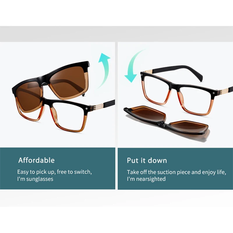 كليب على نظارات شمسية رجل للطي الاستقطاب النظارات الشمسية النساء نظارات حديثة الطراز العلامة التجارية الفاخرة خمر قصر النظر النظارات البصرية الإطار #5